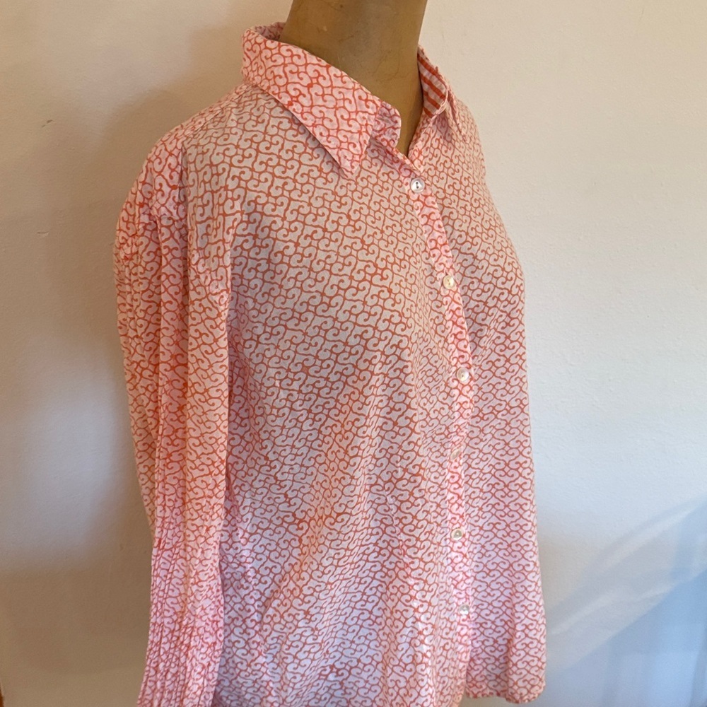 Roberta Roller Rabbit L Orange White Striped Shirt mannequin is sz 6 reference - Picture 5 of 7